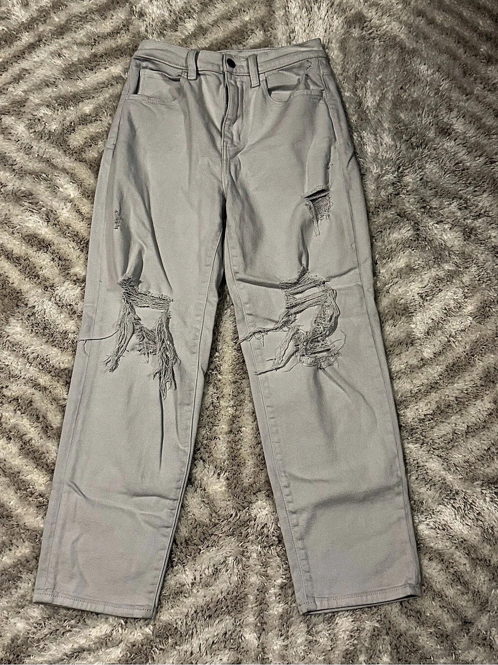 Buckle Willow & Root The Dad Jean Distressed Straight Leg Jeans Gray 25W28L